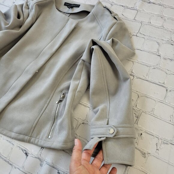 White House Black Market Ultra Suede Moto Jacket in Mercury gray size XL - Picture 10 of 15